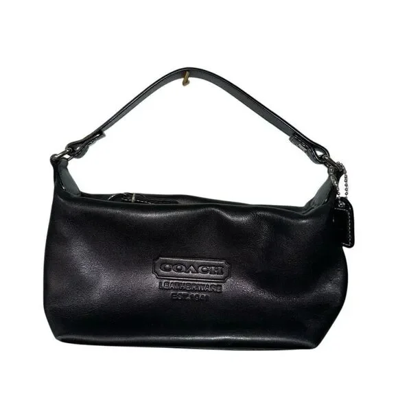 Vintage Y2K Coach Leatherware EstMini Hobo Bag Demi Pouch Black Leather