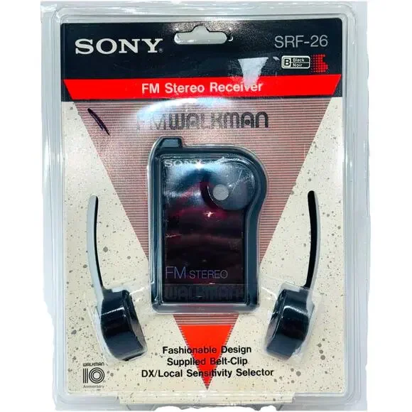 NEW SEALED Sony WALKMAN FM Stereo Receiver SRF-26 Black 10th Anni. Vintage Radio