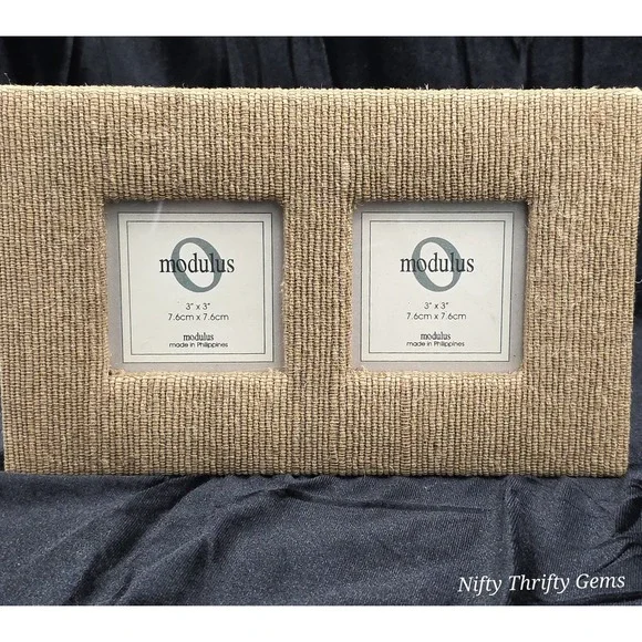 Modulus Double Picture Frame With Textured‎ Design 3 × 3 Inch Pictures