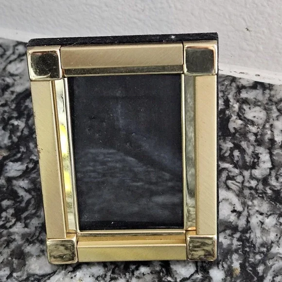 vintage gold tone picture frame with‎ easel velvet back stand 4x3 inches