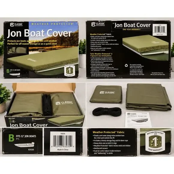 Classic Accessories Jon Boat Cover 12 Ft Size B Weather Protected NIB