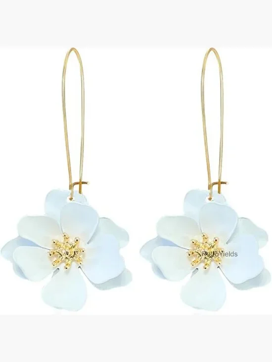 Layered Daisy Flower Dangle Earrings for Women Chic Boho Wedding Jewelry