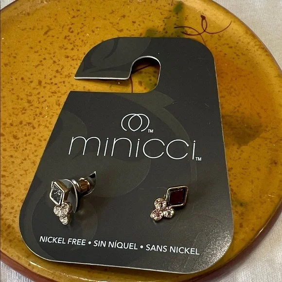 Minicci Silver and Pink Stud Earrings