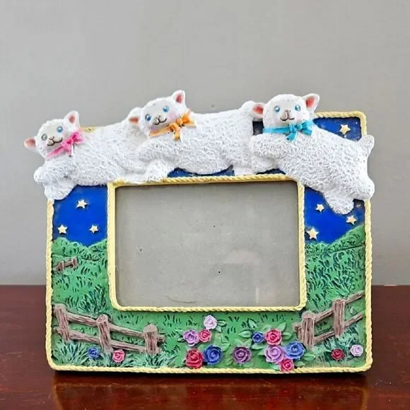 Vintage Ceramic Sheep Photo Frame