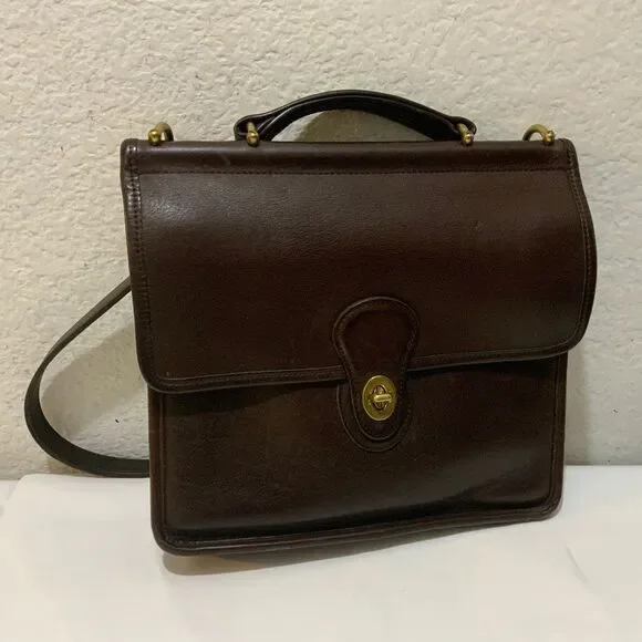 VTG COACH #9927 Willis Top Handle Satchel Leather Bag Mahogany Brown