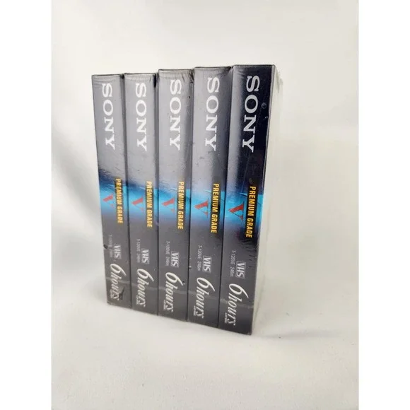 NEW Sony 5 Pack VCR VHS Tapes T-120‎ Premium Grade High Durability 6 hr EP Mode