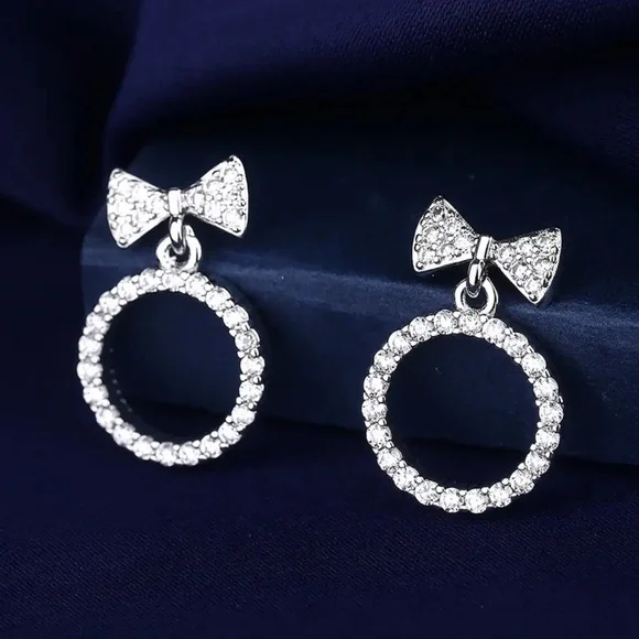 Sterling Silver Cubic Zirconia Bow Earrings