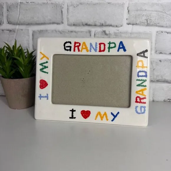 Vintage I Love My Grandpa Ceramic Picture Frame 5 x 7