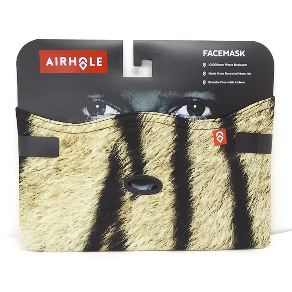 AIRHOLE Fur Pattern Smooth Poly Fleece Lined 2 Layer Mouth Hole Facemask NWT