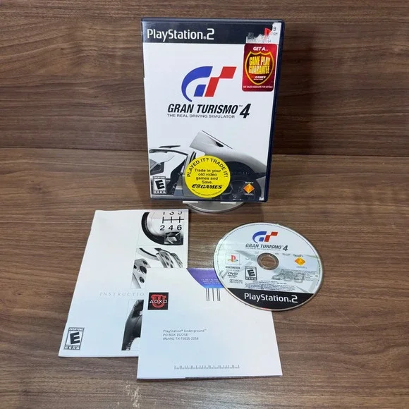 Sony Gran Turismo 4 Video Game PS2 NTSC White Good Complete CIB Racing