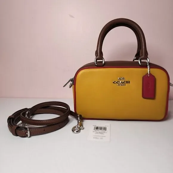 NWT Coach CT883 Satchel Crossbody In Signature Colorblock Yellow Gold