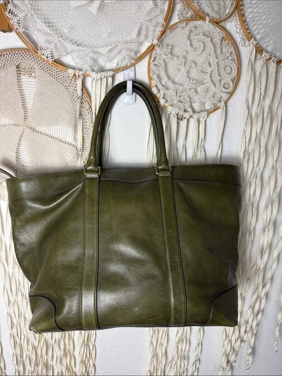 Coach Bleecker Legacy Weekend Large Leather Tote in Olive Green