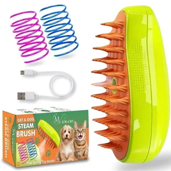 Emami NIB 3-in-1 Electric Spray Massage Grooming Hair Comb Steamy Cat Dog Brush