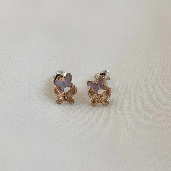 VTG Rose Gold Double Butterfly Earrings