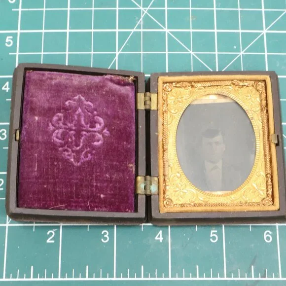 Antique Daguerreotype Young Man in Thermoplastic Shell Very Nice!
