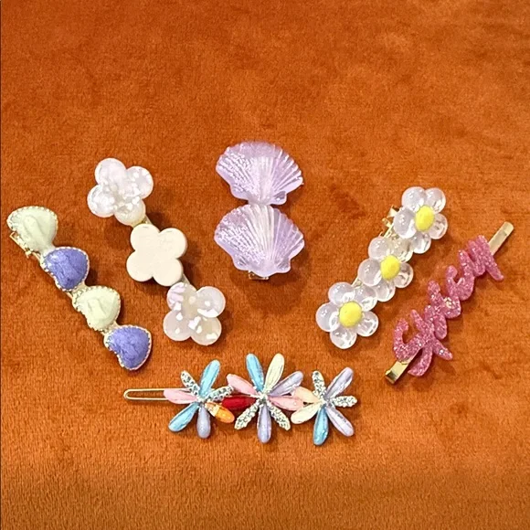 Colorful Floral and Shell Hair Clips Set