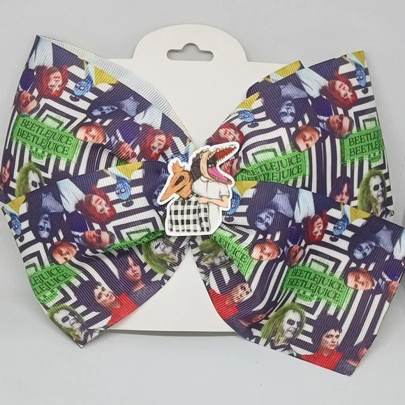 Hand Crafted Beetlejuice Kids Hair Bow