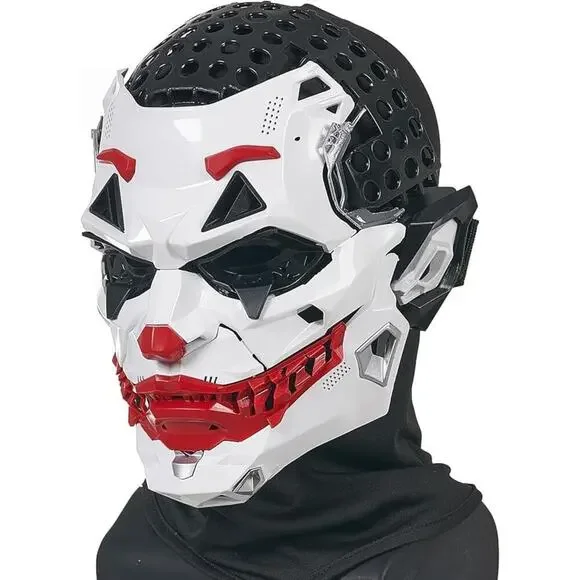Men's Clown Mask Unisex One Size White Red Futuristic Cosplay Accessory