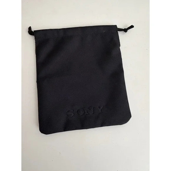 Sony Black Canvas Drawstring Pouch‎ Storage Bag for Headphones Cables 8.5x7 Inch