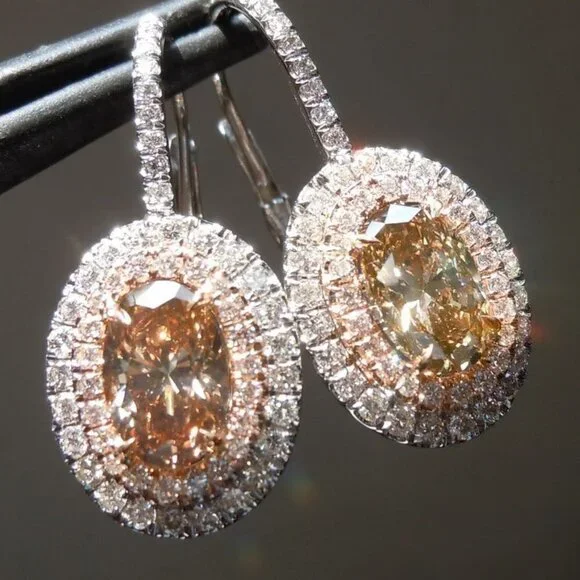💥Noble Shiny Big Oval Gemstone Zircon Earrings for Women, UNVN12451