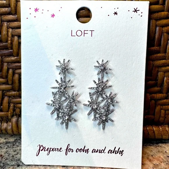 Loft- Rhinestone Star drop earrings, NWT