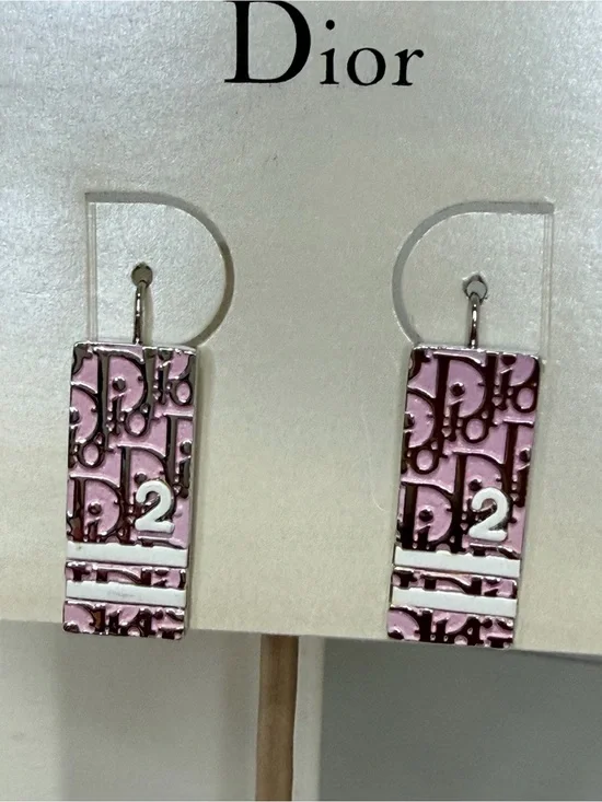 Dior Pink Trotter Drop Earrings