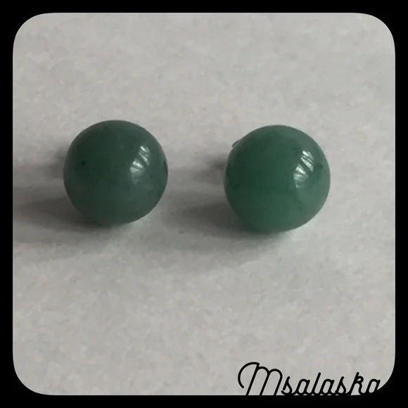 Green Adventurine Gemstone Ball Stud Earrings