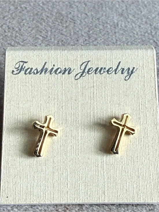 Fashion Jewelry Gold Cross Stud Earrings for Women