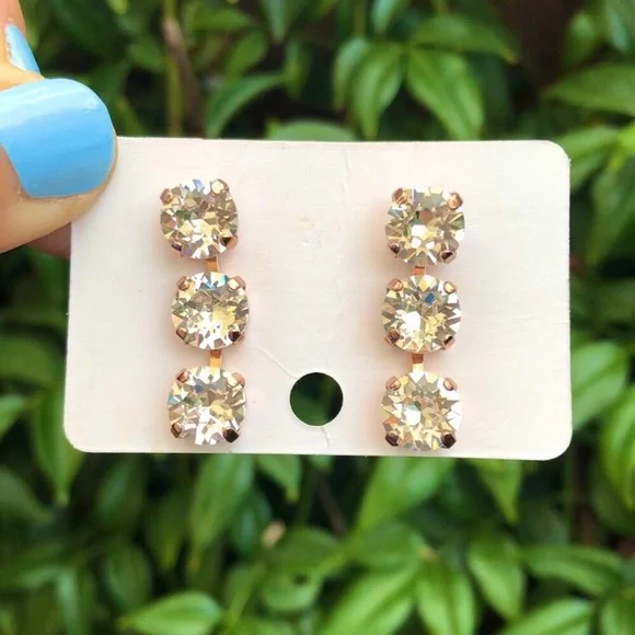 Rose Gold Crystal Drop Earrings