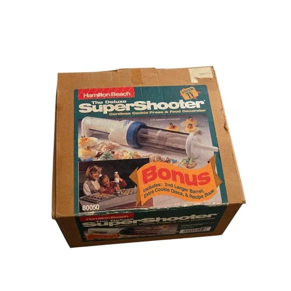 Vintage Hamilton Beach SuperShooter Deluxe Cordless Cookie‎ Press Set w/ Box