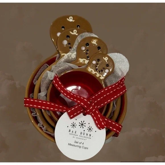 Rae Dunn Artisan Gingerbread Measuring Cups Set of 4- Holiday‎ Christmas New