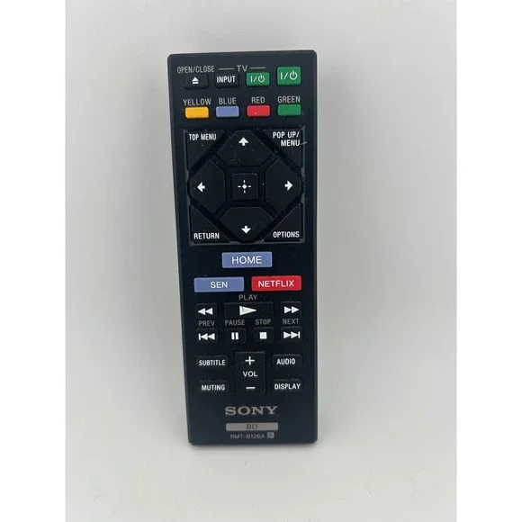 Sony BD RMTB126A Blu Ray Disc Remote Control for‎ TV DVD Player