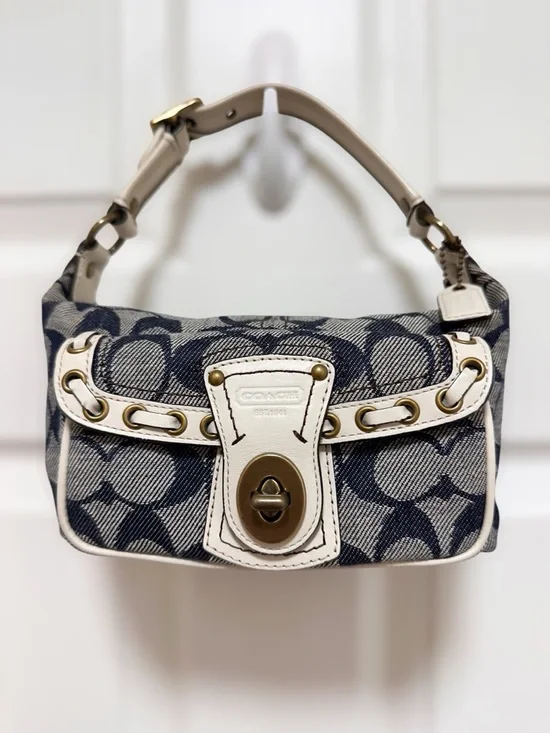 Coach 2006 Legacy Hamptons Mini Shoulder Bag Denim Signature Canvas Rare Y2K