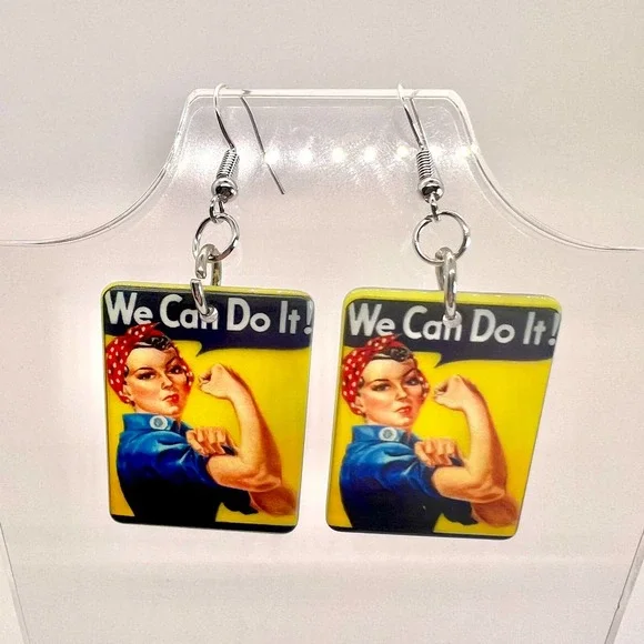 We Can Do It! Earrings - Rosie The Riveter Earrings - Girl Power Earrings