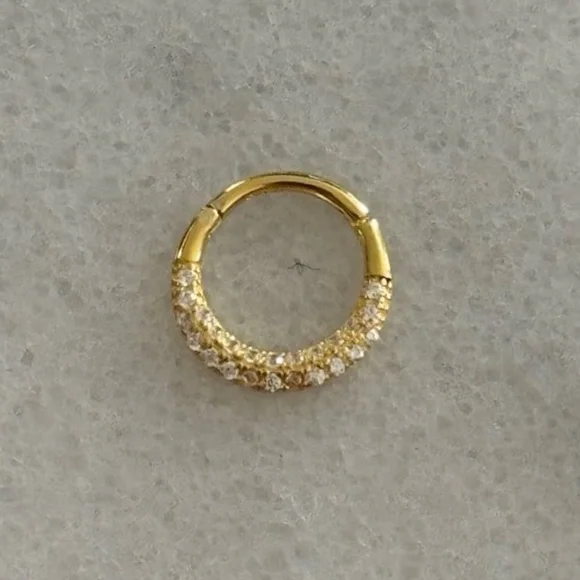 Gold Crystal Pave Conch Daith Tragus Septum Earring Cartilage Ring Brand New