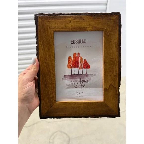EOSGLAC  Rustic Live Edge Wood Picture Frame Without Glass Farmhouse Wall/Table