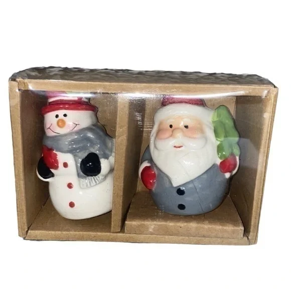 Santa Claus & Snowman salt & pepper shakers - Christmas table NWT