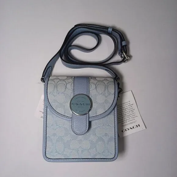 NWT Coach C8321 North/South Lonnie Crossbody In Signature Jacquard Marble Blue