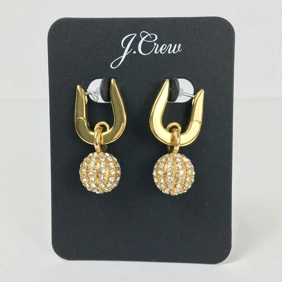 J. Crew Pavé Ball Huggie Hoop Earrings
