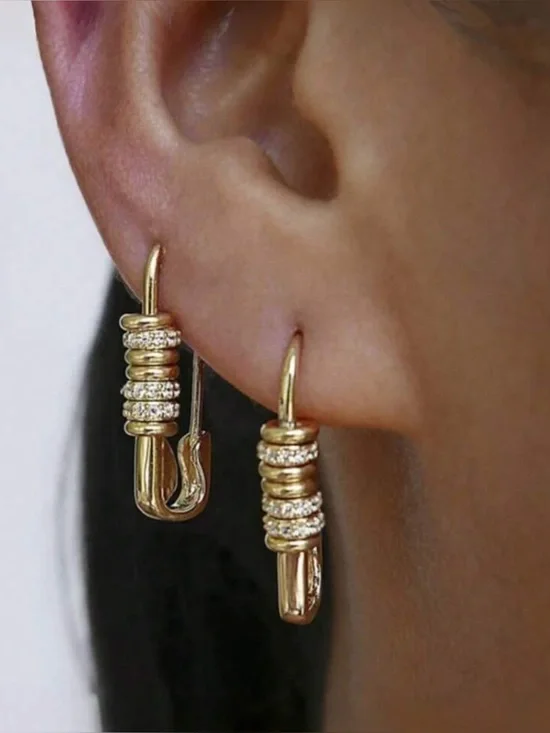 Safety Pin Hoop Earrings A1669