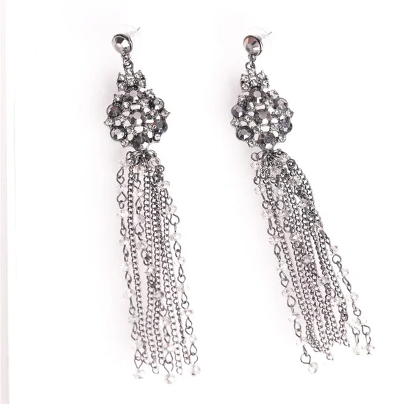 Elegant Vintage Gunn Metal‎ and crystal earrings #10