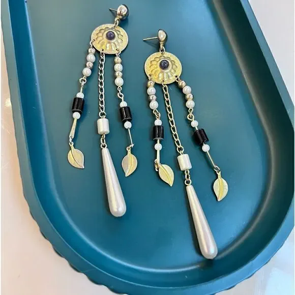 XL Vintage One of a Kind Dreamy Boho Handmade 80s Southwestern Earrings