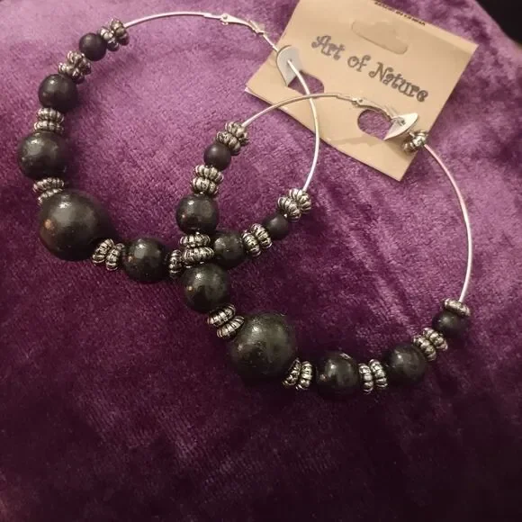 !!NWT Art of Nature Large Hoop Beaded Earrings