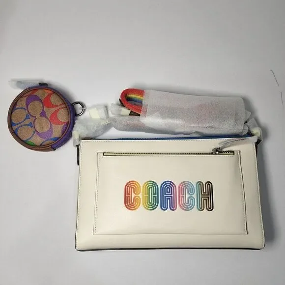 NWT Coach C9854 Holden Crossbody Rainbow Coach Gunmetal Chalk Multi Pride