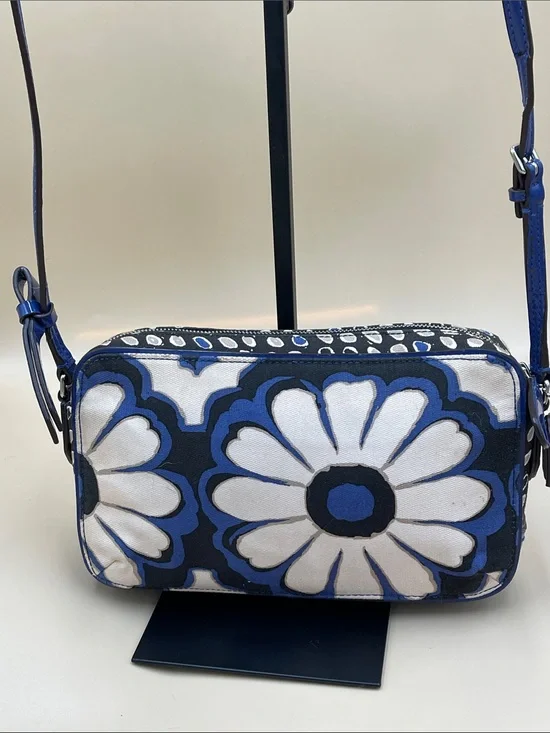 Coach Daisy Blue Black and White Floral Crossbody Bag with Animal Print 3 Tags