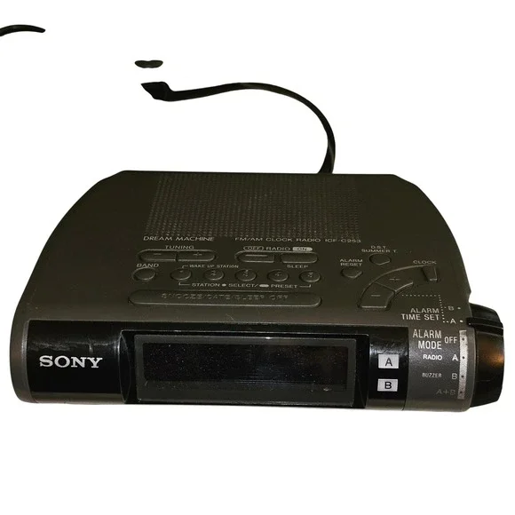 Sony Dream Machine ICF-C253 Dual Alarm FM AM Clock Radio Grey Digital Vintage