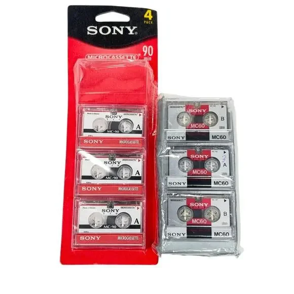 Sony Microcassette Lot MC-90 4-Pack (3 only) & MC-60 3-Pack New Vintage