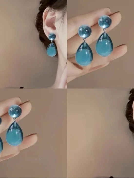 NEW! Elegant Teardrop Blue Dangle Earrings. Trendy Blue Earrings 💧