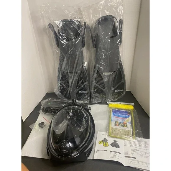Full Face Snorkeling Mask‎ Anti Leak Portable Under Water Diving Swimming Black