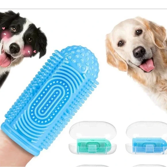 Dog Pet Finger Brushing Toothbrush for Dogs Kit-2 Pack(Blue/Green)